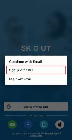 πατήστε Εγγραφή με email | Πώς να εγγραφείτε στο Skout
