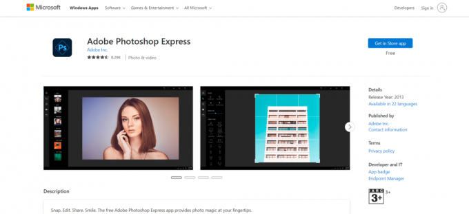 Adobe Photoshop Express | bästa fotoresizer-appen för Windows 10