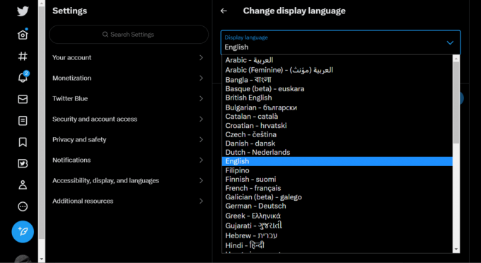 Välj önskat språk | Hur man ändrar Twitter-språk