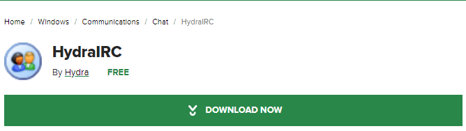 Download-Seite für HydraIRC