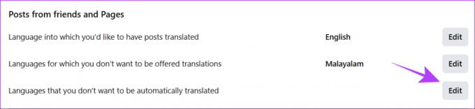 उन भाषाओं के आगे संपादित करें दबाएं जिन्हें आप स्वचालित रूप से अनुवादित नहीं करना चाहते हैं