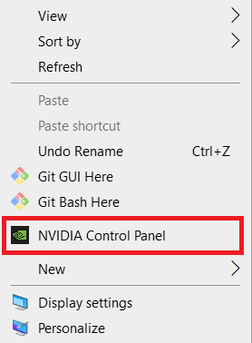Sélectionnez Panneau de configuration Nvidia dans le menu contextuel