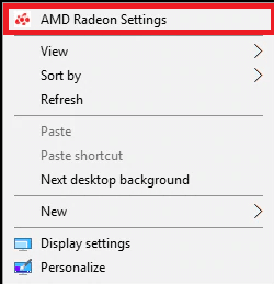 Klicken Sie mit der rechten Maustaste auf Ihren Desktop-Bildschirm und klicken Sie auf die Option AMD Radeon-Einstellungen
