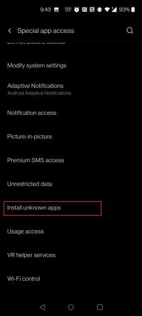 Ritiniet uz leju un pieskarieties vienumam Instalēt nezināmas lietotnes
