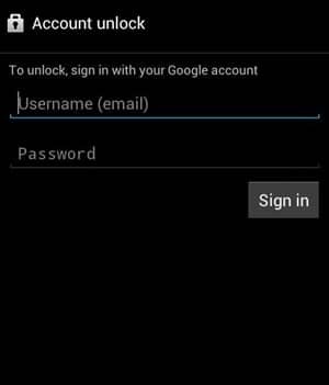 zadajte používateľské meno a heslo svojho účtu Google | odomknite smartfón bez kódu PIN