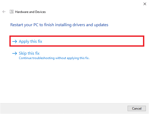 Dacă există o problemă și dispozitivul dvs. nu este configurat cu cele mai recente drivere, veți primi următoarea solicitare. Selectați Aplicați această remediere și urmați instrucțiunile de pe ecran. Remediați apelul video Microsoft Teams care nu funcționează