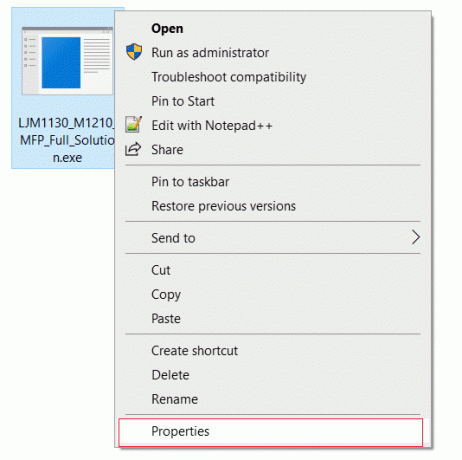 Haga clic derecho en el archivo de configuración de la impresora y seleccione Propiedades