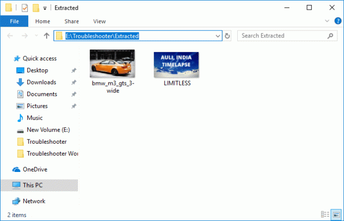 Zip-filen vil bli trukket ut til ønsket plassering | Zip eller pakk ut filer og mapper i Windows 10