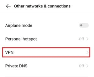 Tippen Sie auf VPN
