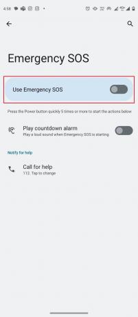 გახსენით პარამეტრები თქვენს მოწყობილობაზე და მოძებნეთ Emergency SOS