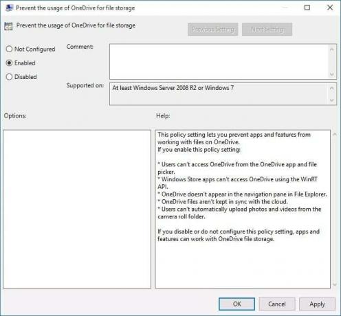 Įgalinti Neleisti naudoti OneDrive failų saugyklai | Išjunkite „OneDrive“ kompiuteryje, kuriame veikia „Windows 10“.