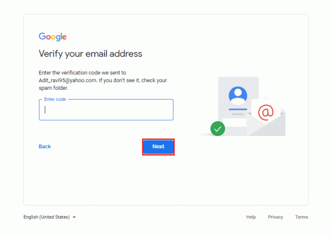 Introdu codul pentru a verifica adresa de e-mail | Cum să-ți faci un cont YouTube fără Gmail