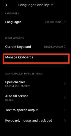 Agora selecione Gerenciar teclados.