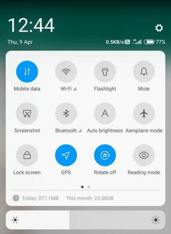 Genom att växla på Mobile Data-ikonen aktiverar du 4G3G-tjänsten för din mobil
