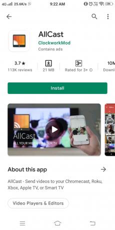 Navigați la aplicația Play Store din Android și instalați AllCast | Transmite pe Xbox One de pe telefonul tău Android