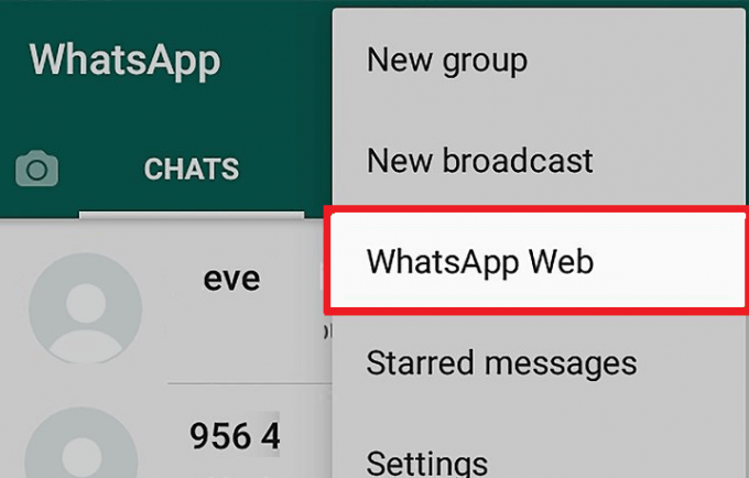 Отворете Whatsapp и след това от менюто докоснете WhatsApp Web