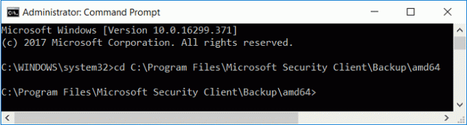 cd директорията на Microsoft Security Client