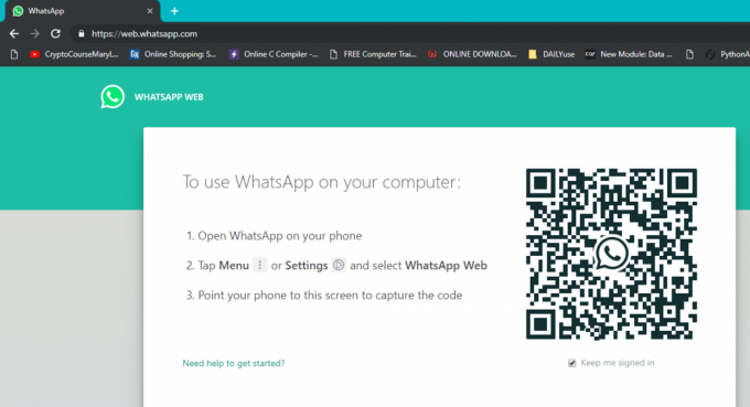 Du vil se en ny WhatsApp-side med en QR-kode
