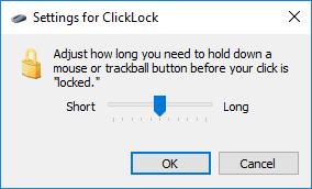 Ajustați cât timp trebuie să țineți apăsat mouse-ul înainte de a face clic pe blocat