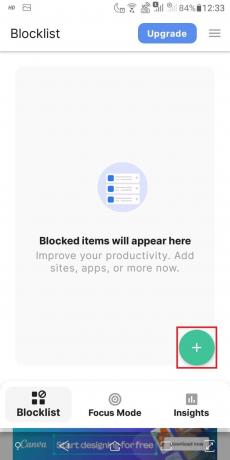Tik op het pictogram Toevoegen om een ​​site of app toe te voegen die u wilt blokkeren.