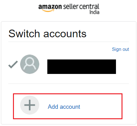 Jika Anda ingin membuat akun Amazon baru untuk akun penjual, klik Ganti akun - Tambah akun