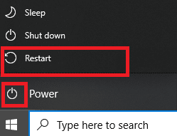 faceți clic pe pictograma Power și selectați Restart