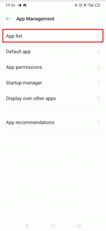 Gehen Sie zu App Management, gefolgt von App list