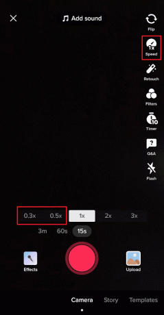 Hastighet – Velg kategorien 0,3x eller 0,5x for å redusere hastigheten på videoen din | Slik zoomer du inn på TikTok uten hender