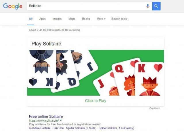 Sie können das Spiel Solitaire virtuell bei Google spielen