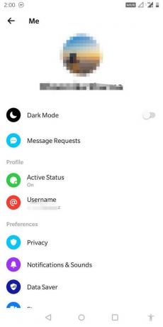 Odprite Facebook messenger in tapnite svojo profilno sliko, da odprete meni z nastavitvami.