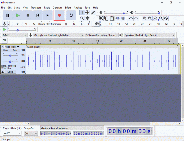 Faceți clic pe butonul Înregistrare pentru a înregistra piesa ritmică. Cum să remediați latența în Audacity în Windows 10