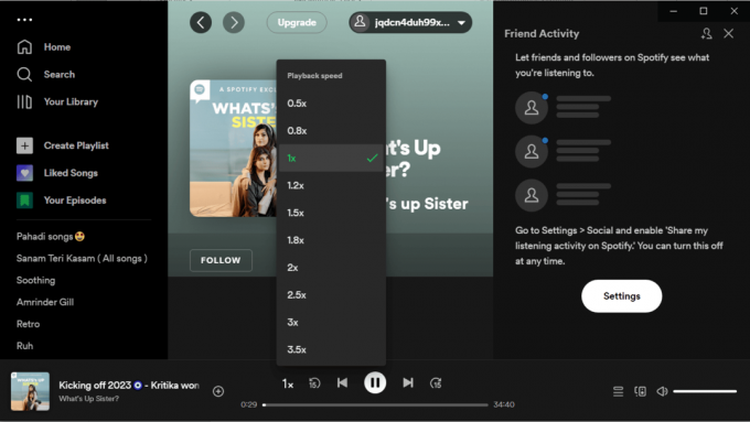 Изберете произволна опция за скорост в spotify | Spotify забавя песните