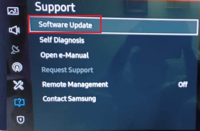 Ustawienia wsparcia Aktualizacja oprogramowania. Wsparcie Ustawienia Aktualizacja oprogramowania Telewizor Samsung