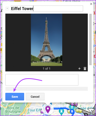 Klik Simpan untuk menambahkan gambar ke pin lokasi
