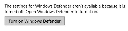 Įjunkite „Windows Defender“.