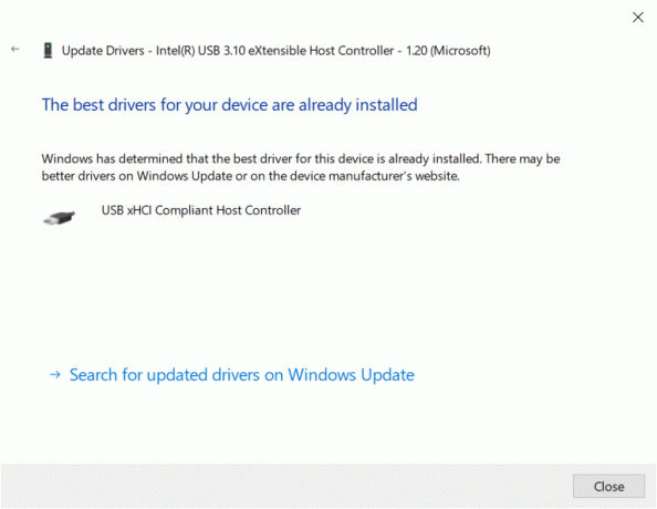 Якщо вони вже знаходяться на стадії оновлення, на екрані з’явиться таке повідомлення: Найкращі драйвери для вашого пристрою вже встановлено. Як виправити неправильний параметр у Windows 10