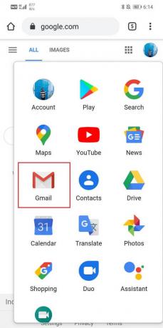 Wählen Sie Gmail aus den App-Symbolen