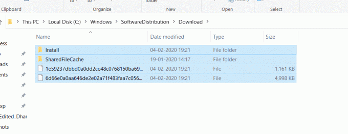 selectați toate fișierele și folderele din folderul de distribuție a software-ului și ștergeți-le definitiv