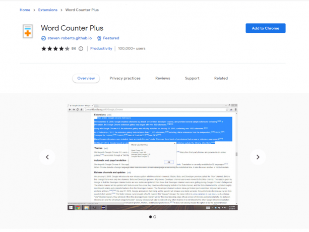 Word Counter Plus | საუკეთესო ქრომის გაფართოებები პროდუქტიულობისთვის