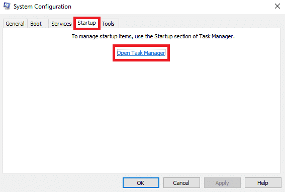 Klik på fanen Start og klik på Åbn Task Manager | Sådan udføres ren opstart på Windows 11