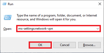 Nachdem Sie den Befehl in das Textfeld Ausführen eingegeben haben, klicken Sie auf die Schaltfläche OK, um VPN zu öffnen