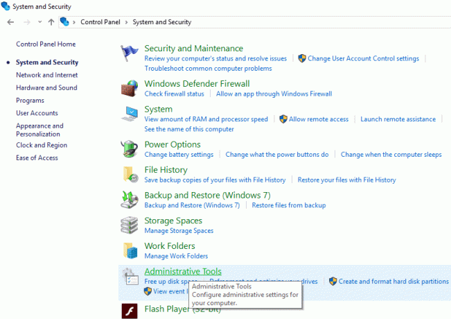 Sistem ve Güvenlik altında, Yönetimsel Araçlar'a tıklayın