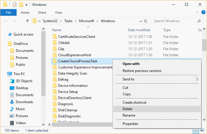 Törölje a CreateChoiceProcessTask programot a Windows mappából