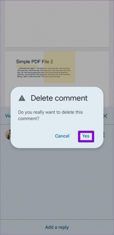 Potrdite brisanje komentarja iz dokumenta PDF