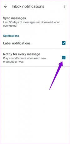 Abilita le impostazioni di notifica dell'app Gmail su Android