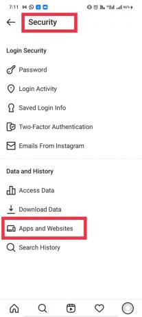 Изаберите „Апликације и веб локације“. | Како да поправите Инстаграмову грешку Покушајте поново касније