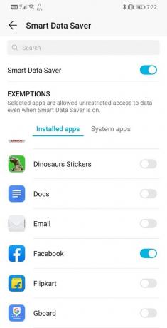 Vai alla sezione Esenzioni e seleziona App installate | Aumenta la velocità di Internet sul tuo telefono Android