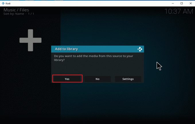 เลือกใช่เพื่อเพิ่มแหล่งที่มาในไลบรารี Kodi วิธีเพิ่มเพลงลงใน Kodi