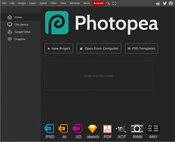 Službena web stranica za Photopea