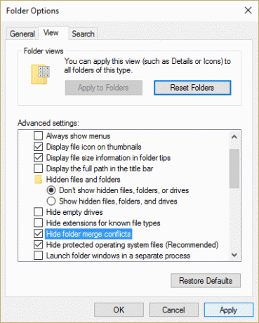 Εμφάνιση ή απόκρυψη διενέξεων συγχώνευσης φακέλων στα Windows 10